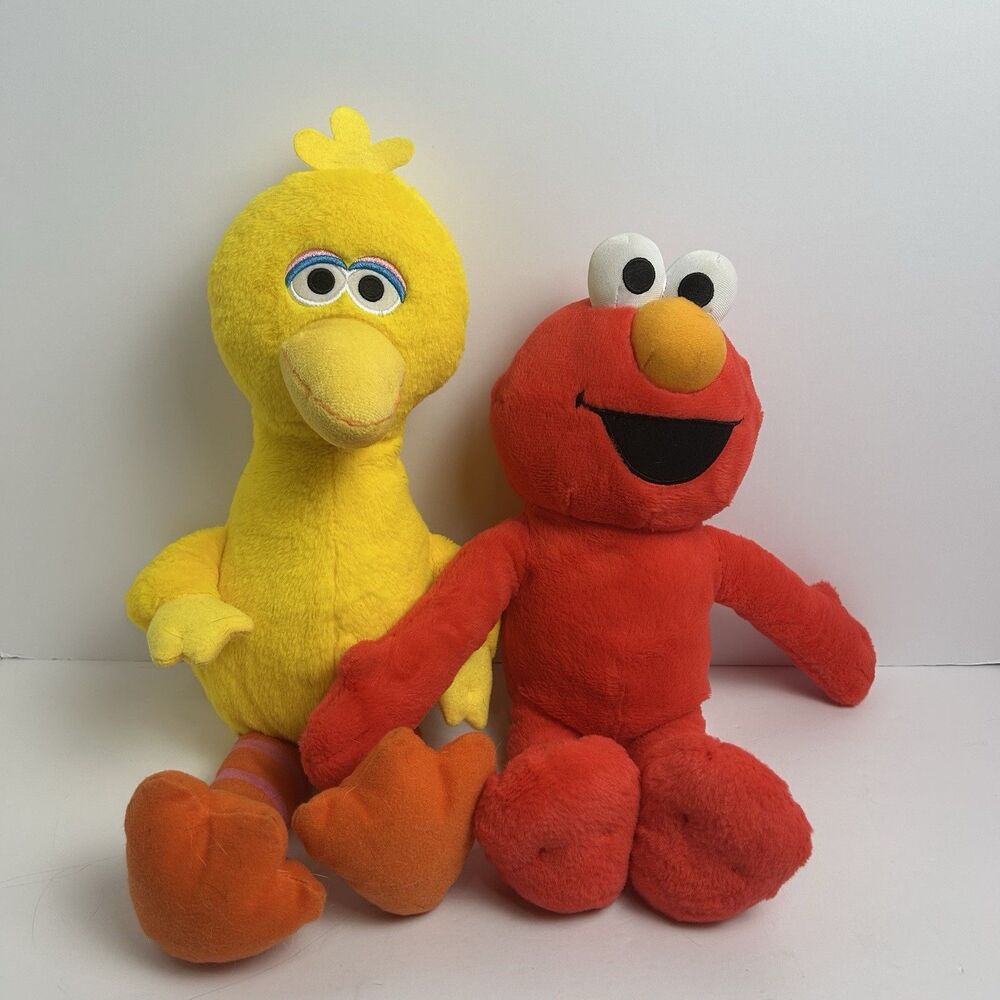Sesame Street Elmo & Big Bird Plush Lot Just Play 2024 16” 18” Stuffed Animal